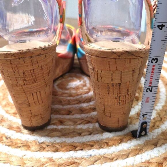 ALEX MARIE RAINBOW STRIPED CORK WEDGE SANDAL SZ 8 - Picture 5 of 9